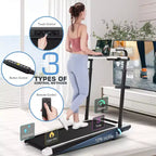 KRISRATE Tapis Roulant Pieghevole 4 in 1 da 3,5 CV con Inclinazione del 15%, Scrivania e Manubrio Rimovibili, Tapis Roulant Pieghevole Sotto Scrivania per Casa/Ufficio/Palestra