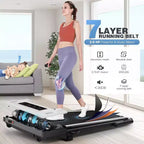 KRISRATE Tapis Roulant Pieghevole 4 in 1 da 3,5 CV con Inclinazione del 15%, Scrivania e Manubrio Rimovibili, Tapis Roulant Pieghevole Sotto Scrivania per Casa/Ufficio/Palestra