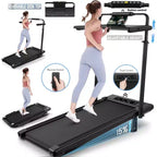 KRISRATE Tapis Roulant Pieghevole 4 in 1 da 3,5 CV con Inclinazione del 15%, Scrivania e Manubrio Rimovibili, Tapis Roulant Pieghevole Sotto Scrivania per Casa/Ufficio/Palestra