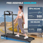 KRISRATE Tapis Roulant Pieghevole 4 in 1 da 3,5 CV con Inclinazione del 15%, Scrivania e Manubrio Rimovibili, Tapis Roulant Pieghevole Sotto Scrivania per Casa/Ufficio/Palestra