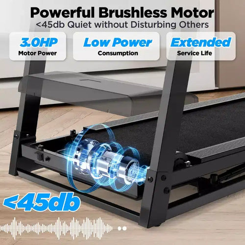 Tapis Roulant Pieghevole da 3HP per Casa, Capacità 136 kg, 9 Livelli di Inclinazione Regolabili, 64 Programmi, Bluetooth, Controllo tramite APP, Macchina Compatta per Camminata e Corsa