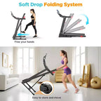 Tapis roulant da 3,75 HP, capacità 136 kg, tapis roulant pieghevole inclinabile, 64+7 programmi smart, 12 km/h, controllo tramite APP, tapis roulant per camminata e jogging a casa con altoparlante HiFi