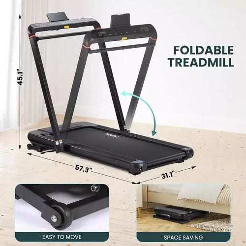Tapis Roulant 2-in-1 da Sotto Scrivania con Inclinazione Automatica, Pedana da Camminata e Macchina da Jogging, Telecomando, Display a LED, Tapis Roulant Portatile per Uso Domestico