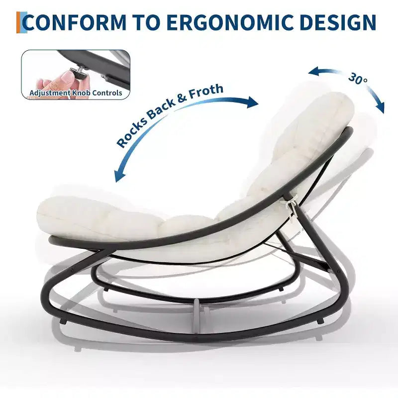 Sedia a dondolo Papasan bianca oversize, sedia Papasan con cuscino spesso e capacità di 200 kg, comoda sedia a dondolo a uovo per uso interno ed esterno