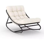 Sedia a dondolo Papasan bianca oversize, sedia Papasan con cuscino spesso e capacità di 200 kg, comoda sedia a dondolo a uovo per uso interno ed esterno