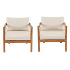 Christopher Knight Home Adalyn Outdoor Chair Acacia Wood with Beige Cushions and Rope Weave
