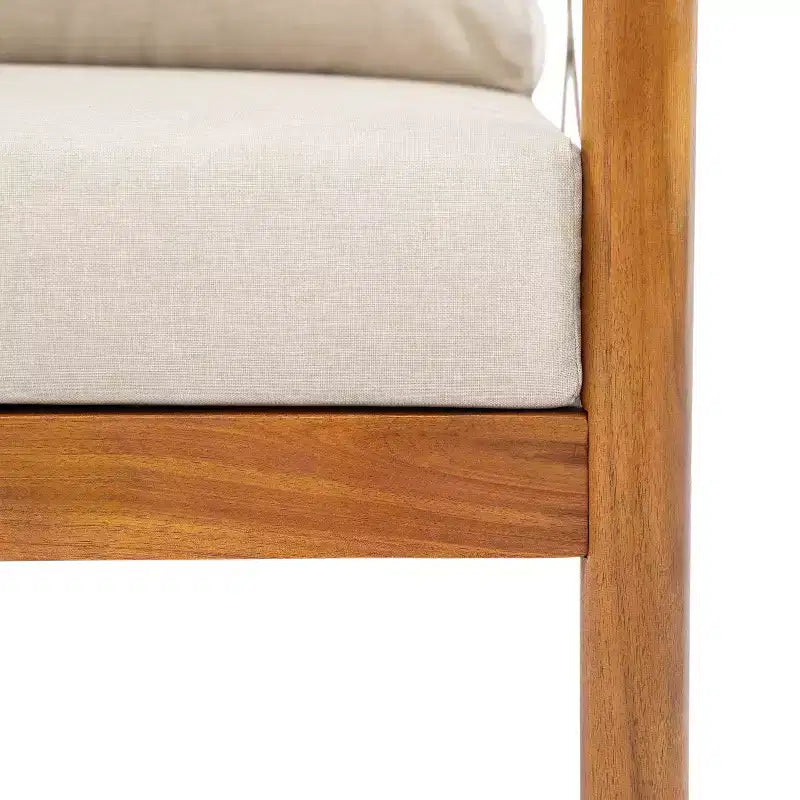 Christopher Knight Home Adalyn Outdoor Chair Acacia Wood with Beige Cushions and Rope Weave