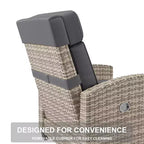 Outdoor Recliner Chair with Adjustable Backrest, Flip-Up Table and Removable Cushion  All-Weather Wicker Lounge Chair for Patio, Pool, Deck