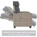 Outdoor Recliner Chair with Adjustable Backrest, Flip-Up Table and Removable Cushion  All-Weather Wicker Lounge Chair for Patio, Pool, Deck