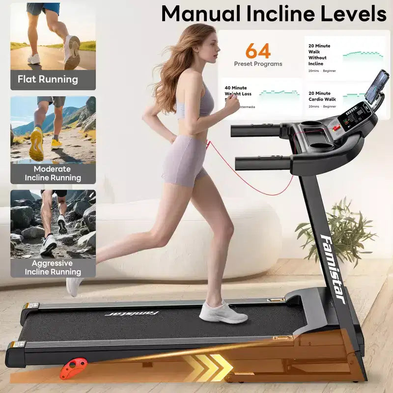 7.5MPH Treadmill for Home Use, Folding Incline Treadmill with APP Control, 300lbs Capacity treadmill, 2.5HP Brushless Motor, Home & Office