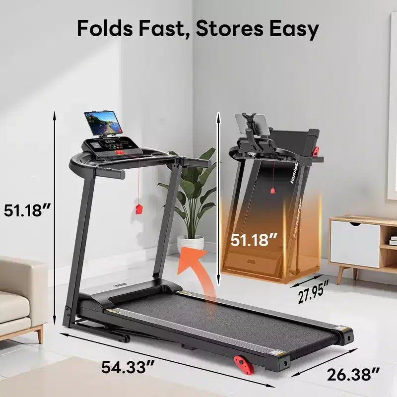 Tapis Roulant con Inclinazione per Casa, Tapis Roulant Portata 136 kg, Tapis Roulant Pieghevole da 2,5 HP con Controllo APP, 1-12 km/h, 71 programmi
