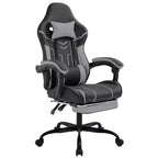MAYEERTY Sedia da gaming, sedia da computer, sedia ergonomica con poggiapiedi e schienale lombare per soggiorno, nero grigio