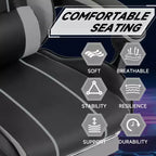 MAYEERTY Sedia da gaming, sedia da computer, sedia ergonomica con poggiapiedi e schienale lombare per soggiorno, nero grigio