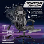 MAYEERTY Sedia da gaming, sedia da computer, sedia ergonomica con poggiapiedi e schienale lombare per soggiorno, nero grigio
