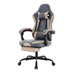 Sedia da gaming MAYEERTY, sedia da computer ergonomica con poggiapiedi e supporto lombare massaggiante, sedia da videogioco girevole regolabile in altezza blu beige