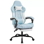 MAYEERTY Sedia da gaming, sedia da computer, sedia ergonomica con poggiapiedi, supporto lombare e schienale, per soggiorno, blu