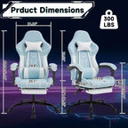 MAYEERTY Sedia da gaming, sedia da computer, sedia ergonomica con poggiapiedi, supporto lombare e schienale, per soggiorno, blu
