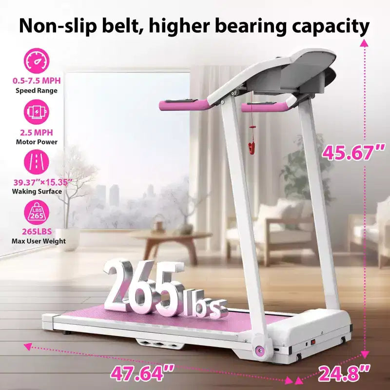 Tapis Roulant Pieghevole Okak con Capacità Massima di 120 kg, Tapis Roulant Elettrico Portatile da 2,5 HP, Tapis Roulant per Casa, Ufficio