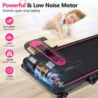 Tapis Roulant da Scrivania Okak con Inclinazione e Velocità Regolabile, Tapis Roulant con Capacità 136 kg e Motore da 2.5 HP, Tapis Roulant per Casa, Ufficio, Rosa+Nero