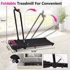 Tapis Roulant da Scrivania Okak con Inclinazione e Velocità Regolabile, Tapis Roulant con Capacità 136 kg e Motore da 2.5 HP, Tapis Roulant per Casa, Ufficio, Rosa+Nero