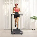Okak Lightweight Folding Treadmill with Arms, Portable Treadmill with LED Screen, Walking Pad Treadmill for Home and Office Use