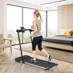 Okak Lightweight Folding Treadmill with Arms, Portable Treadmill with LED Screen, Walking Pad Treadmill for Home and Office Use