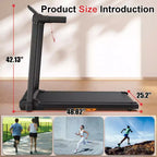 Okak Walking Pad with 265LBS Weight Capacity, Portable Treadmill with LED Display, Space-Saving Treadmills for Home and Office, Black
