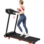 Okak 2.5HP Quiet Folding Treadmill with Heart Rate Sensor, Walking Treadmill with 6 Shock-Absorbing, Compact Treadmill with Bluetooth Speaker, Black