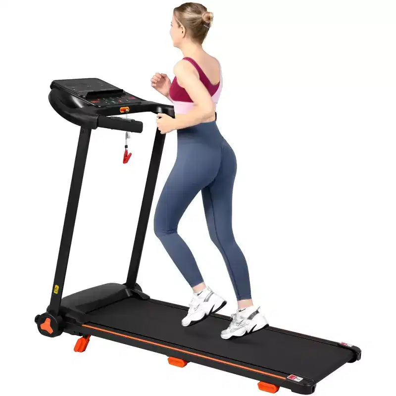 Okak 2.5HP Quiet Folding Treadmill with Heart Rate Sensor, Walking Treadmill with 6 Shock-Absorbing, Compact Treadmill with Bluetooth Speaker, Black