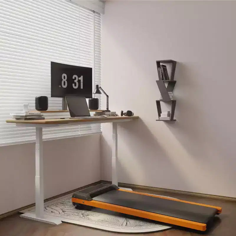 Tapis Roulant Okak 6% Inclinato con Display LED, Tapis Roulant Sotto la Scrivania con Supporto Verticale, Tapis Roulant Portatile per Casa, Ufficio, Nero