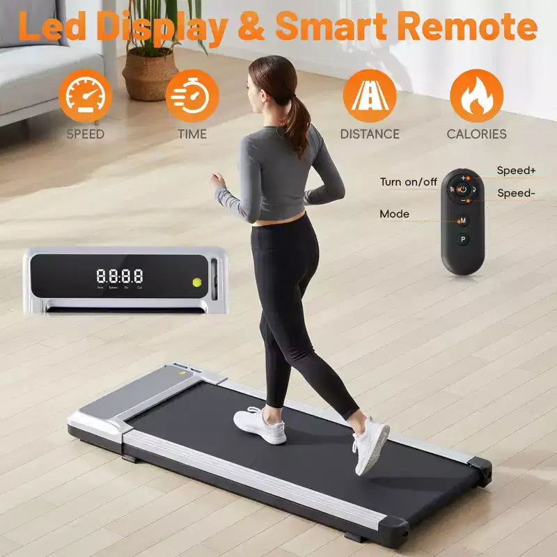 Tapis roulant da scrivania Okak con funzionamento silenzioso, Walking Pad senza manubrio, tapis roulant regolabile in velocità per casa, ufficio, argento