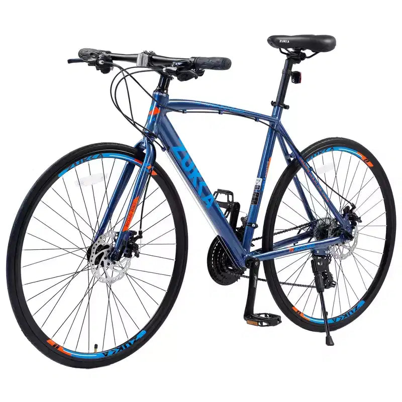 Bici da strada con trasmissione a 24 velocità, bici 700C con freni a disco, bici da città leggera con telaio in lega di alluminio, bici ibrida da strada per uomo e donna