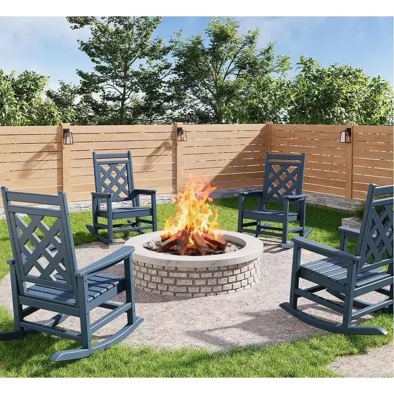 COZONY Outdoor Rocking Chair Set of 2/4/6, HDPE Weather Resistant Patio Rocker 380LB Support