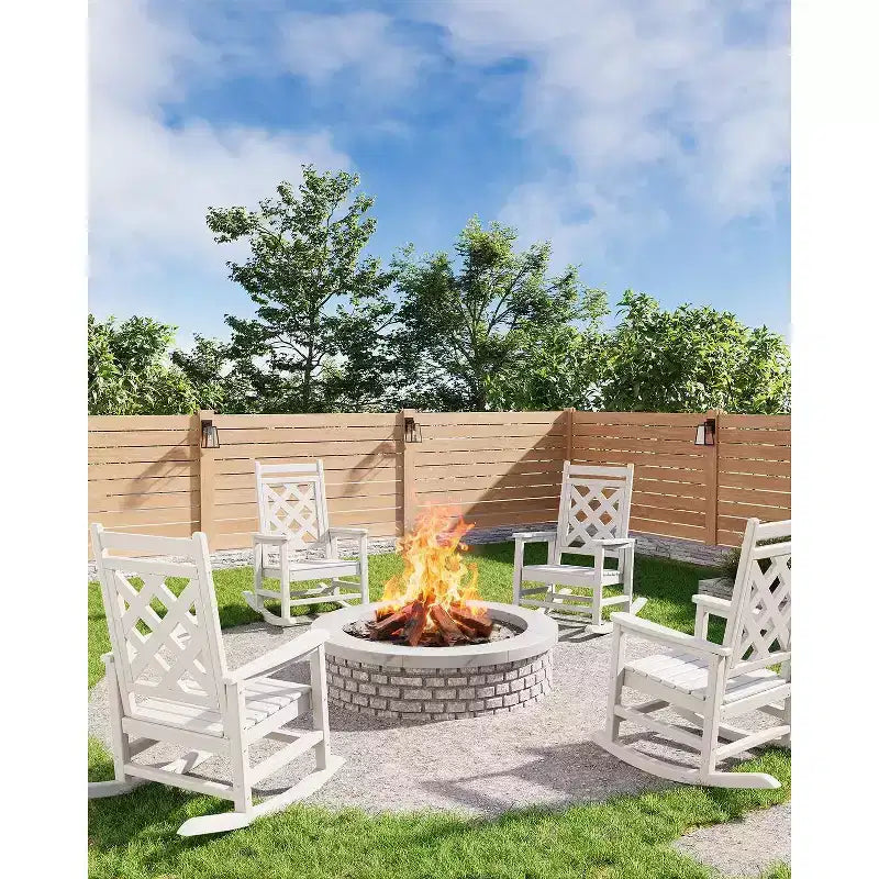 COZONY Outdoor Rocking Chair Set of 2/4/6, HDPE Weather Resistant Patio Rocker 380LB Support