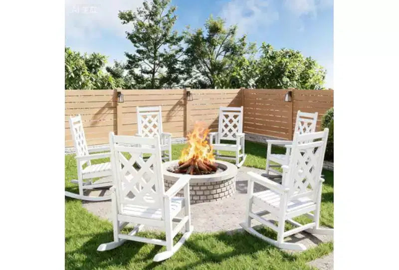 COZONY Outdoor Rocking Chair Set of 2/4/6, HDPE Weather Resistant Patio Rocker 380LB Support