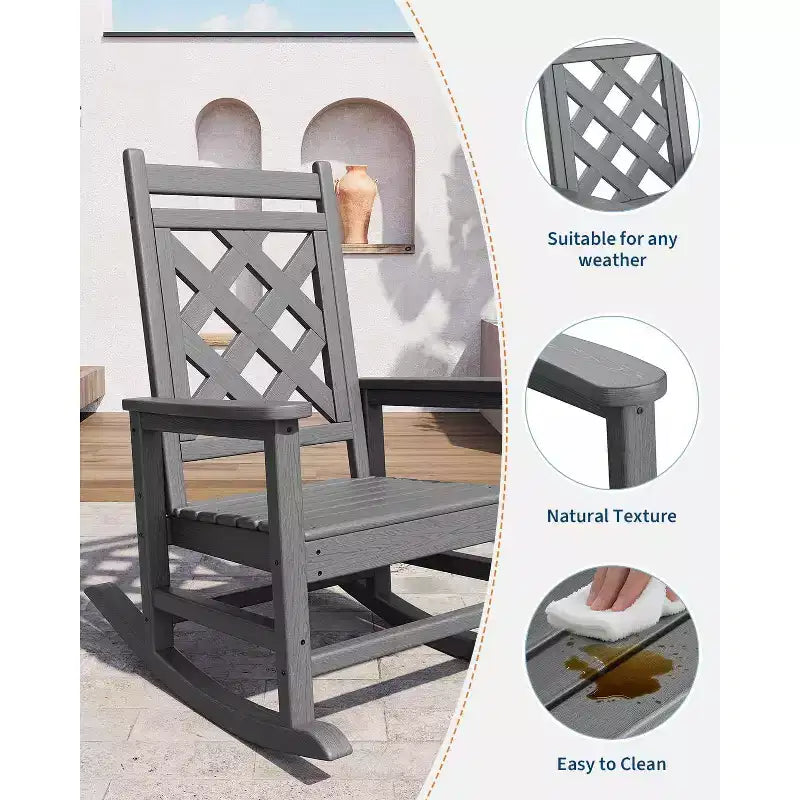 COZONY Outdoor Rocking Chair Set of 2/4/6, HDPE Weather Resistant Patio Rocker 380LB Support