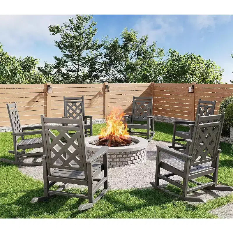 COZONY Outdoor Rocking Chair Set of 2/4/6, HDPE Weather Resistant Patio Rocker 380LB Support