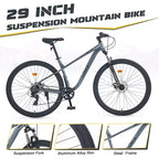 29 Inch Mountain Bike, Single Speed/ 8 Speeds , Steel Frame, Front Suspension Fork, Disc Brake Bicycle for Women Men Adult,Multi Color