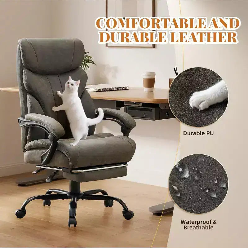 Ergonomic Office Chair,PU Gaming Chair,Adjustable Height 90 to 135 Degree Reclining, Backrest 360 Degree Swivel Wheels,350 Lbs Capacity for Office