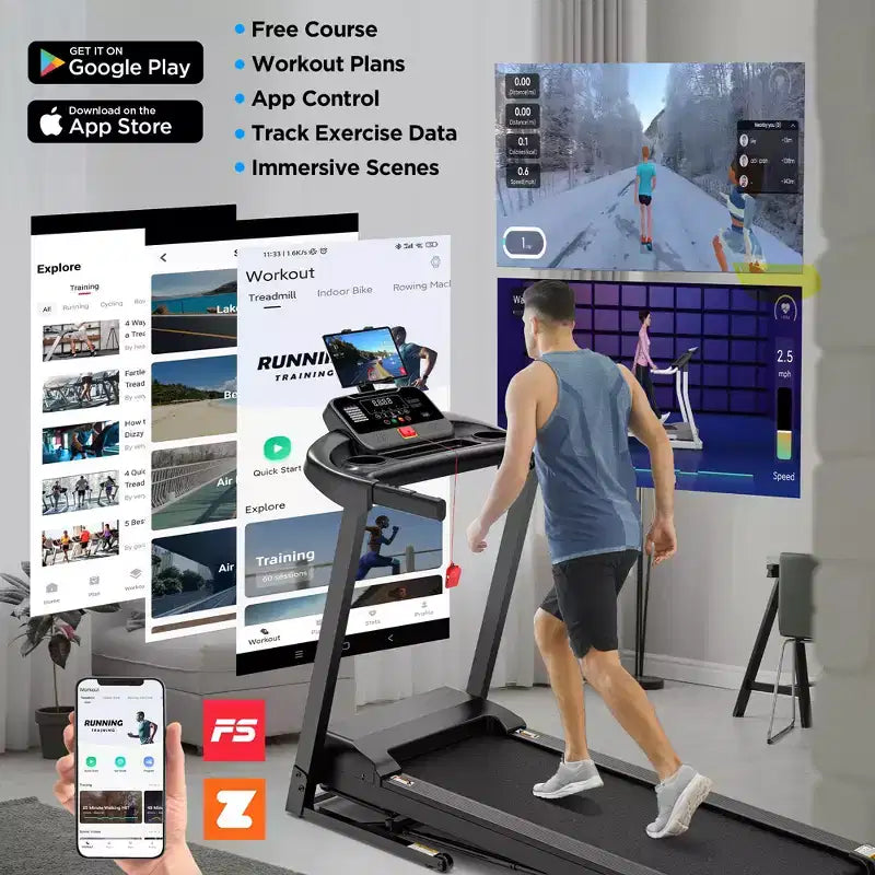 3HP 300lb Capacity Treadmill w/ 64+3+4 Program,3 Adjustable Incline,Folding Treadmill for Home Running & Jogging, 10MPH Speed,HiFi Bluetooth Speakers