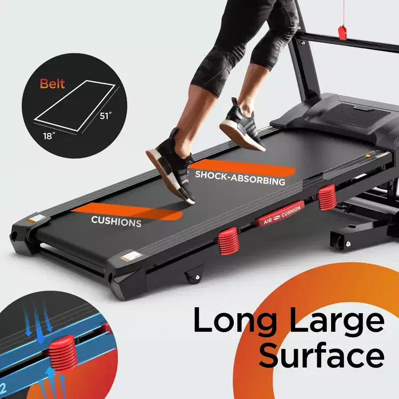 Tapis roulant da 5.0HP con capacità di 136 kg per casa, tapis roulant pieghevole con inclinazione automatica 0-20%, corsa immersiva con APP intelligente, 64+7 programmi di allenamento, tapis roulant da 19 km/h