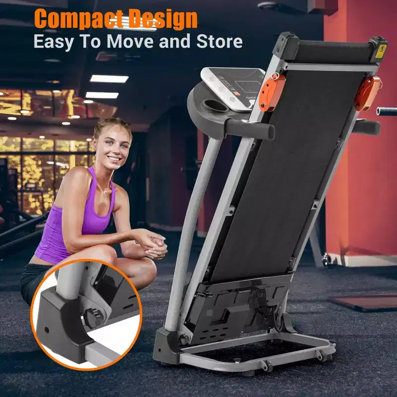 Tapis Roulant Pieghevole Facile da Usare a Casa, Macchina Elettrica da 2,5HP per Corsa, Jogging e Camminata con Supporto per Dispositivo e Sensore di Pulsazioni, Inclinazione Regolabile su 3 Livelli