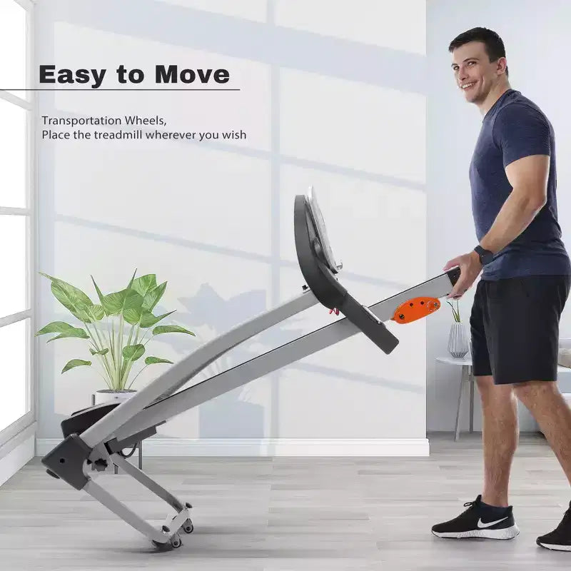 Tapis Roulant Pieghevole Facile da Usare a Casa, Macchina Elettrica da 2,5HP per Corsa, Jogging e Camminata con Supporto per Dispositivo e Sensore di Pulsazioni, Inclinazione Regolabile su 3 Livelli