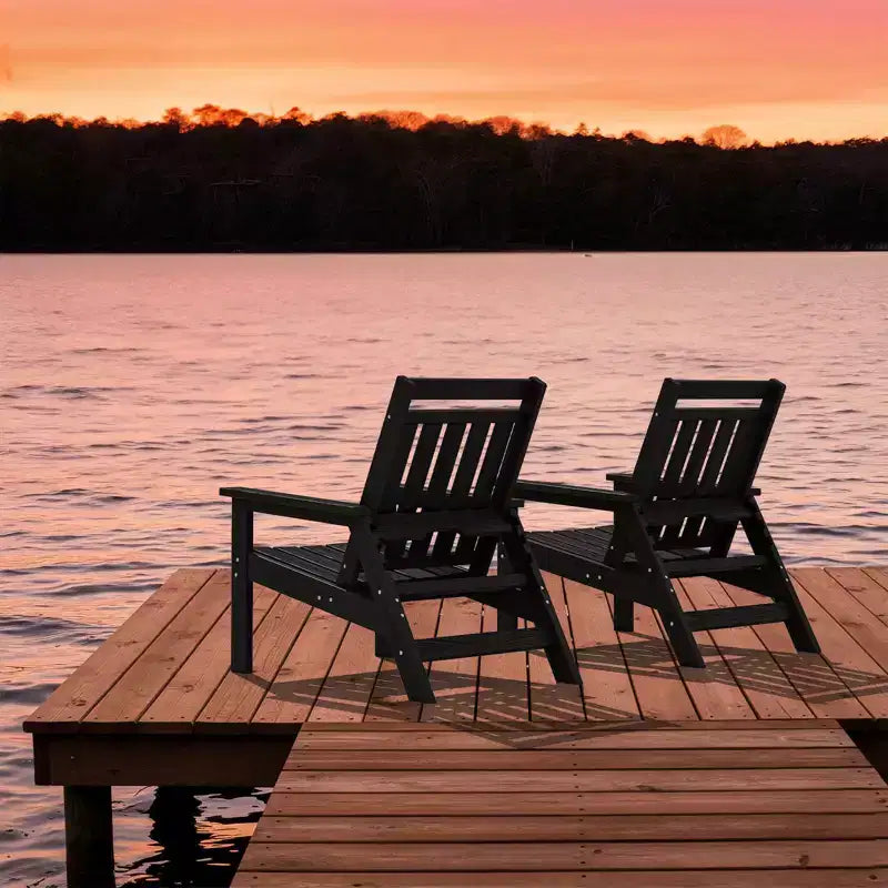 Hyleory HDPE Patio Adjustable Adirondack Chair, All Weather Outdoor Chair(2-Pack)