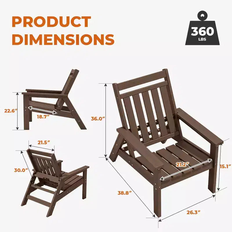 Hyleory HDPE Patio Adjustable Adirondack Chair, All Weather Outdoor Chair(2-Pack)