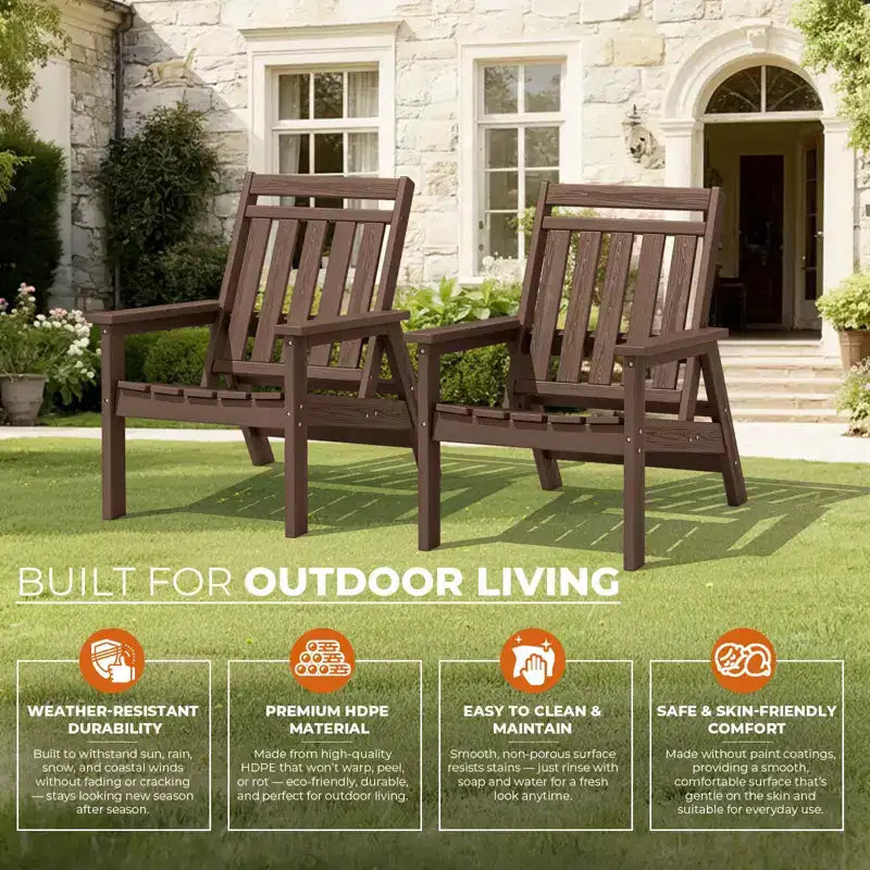 Hyleory HDPE Patio Adjustable Adirondack Chair, All Weather Outdoor Chair(2-Pack)