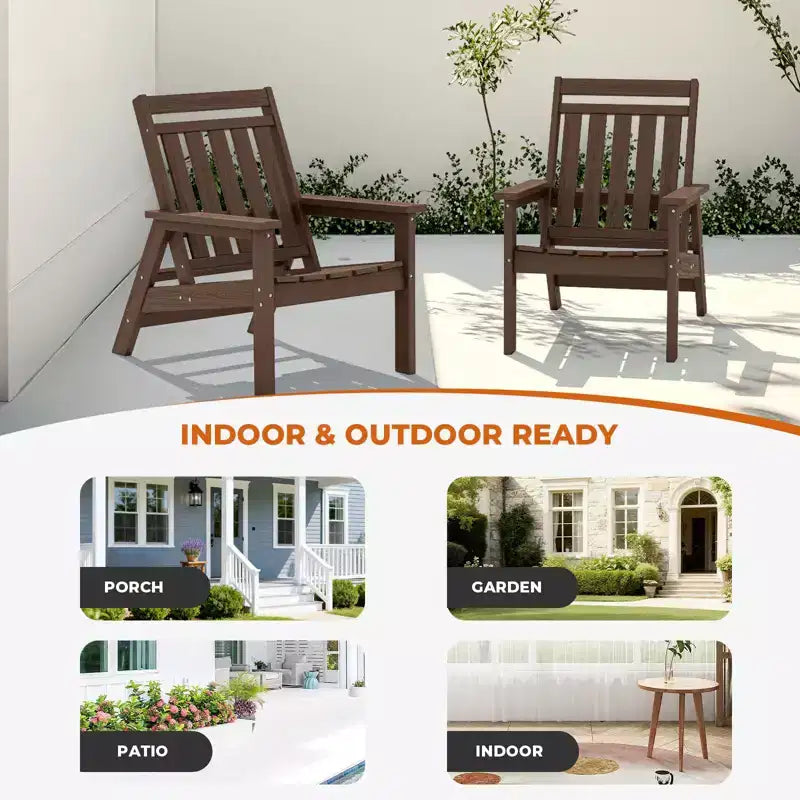 Hyleory HDPE Patio Adjustable Adirondack Chair, All Weather Outdoor Chair(2-Pack)