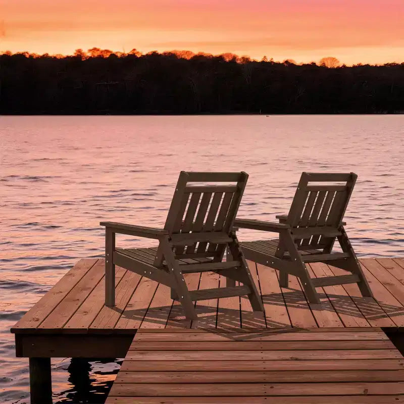 Hyleory HDPE Patio Adjustable Adirondack Chair, All Weather Outdoor Chair(2-Pack)