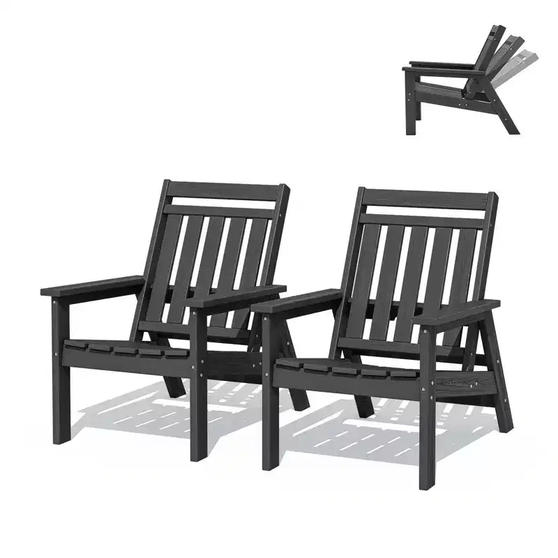 Hyleory HDPE Patio Adjustable Adirondack Chair, All Weather Outdoor Chair(2-Pack)