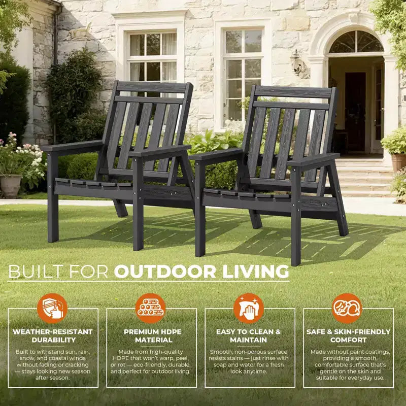 Hyleory HDPE Patio Adjustable Adirondack Chair, All Weather Outdoor Chair(2-Pack)